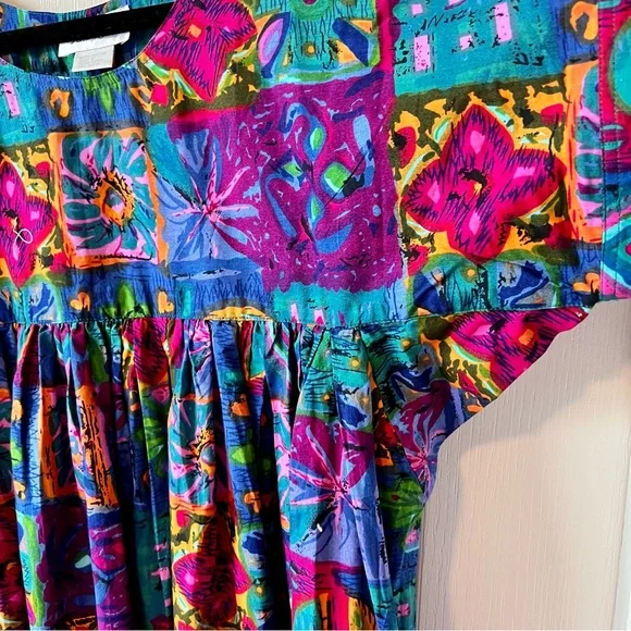 Vintage VANITY FAIR Tropical Hawaiian Ruffled Hem Mumu Dress—SZ. Small - Picture 12 of 14